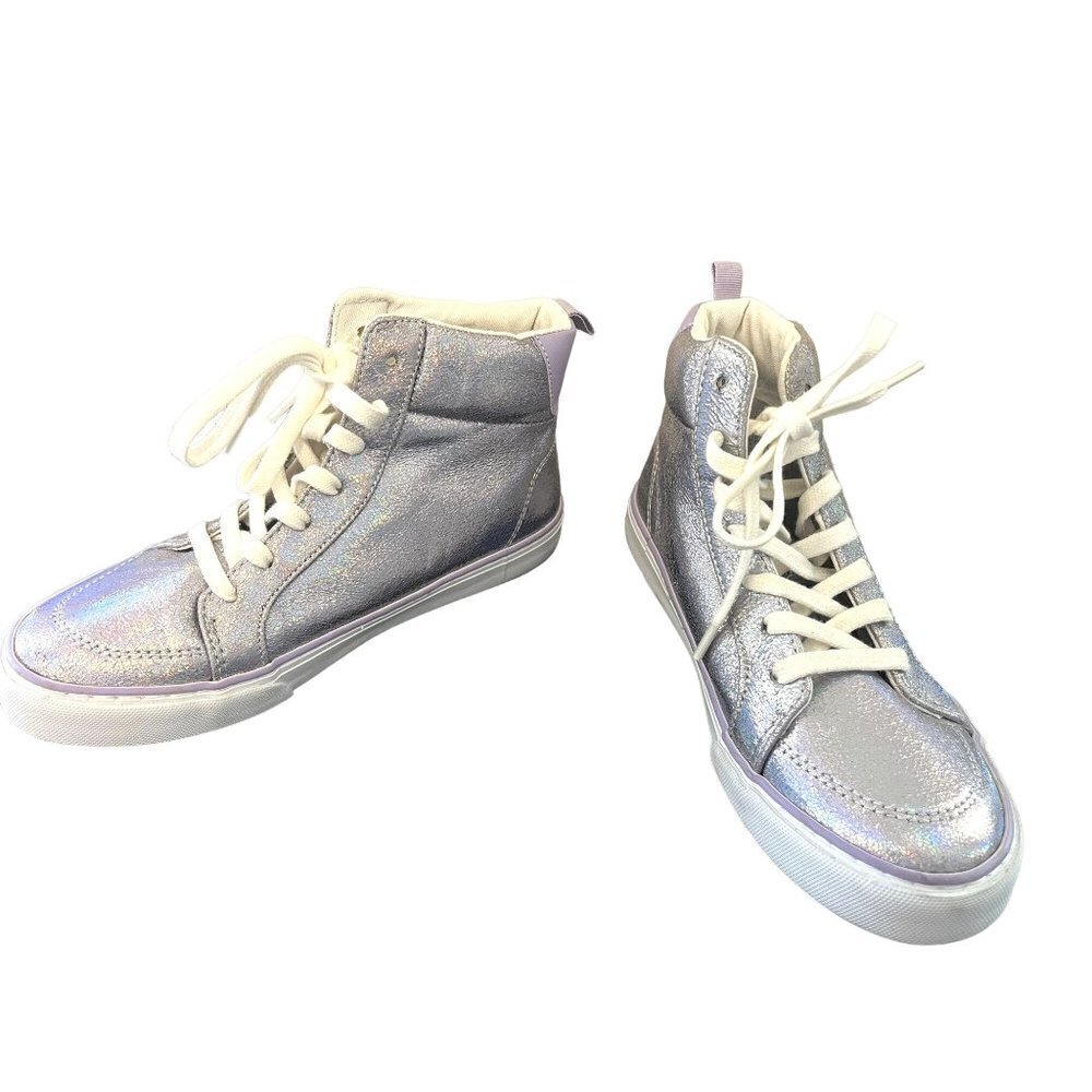 Old Navy Girls Silver Holographic Lace-Up Shoes 2
